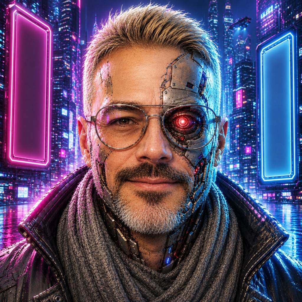 Stylized cyberpunk illustration used as the editorial avatar for Daniel P.